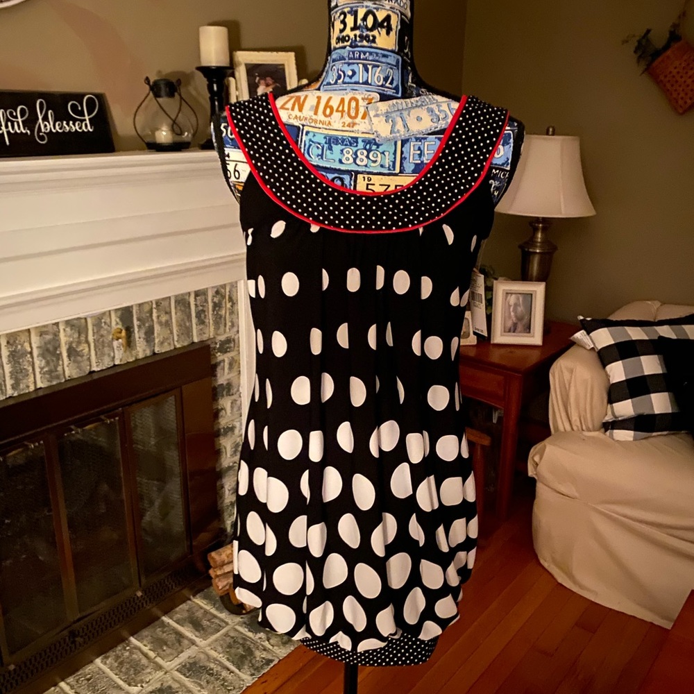 Iz Byer NWT Polka Dot Bubble Dress w/ Red Piping - Small